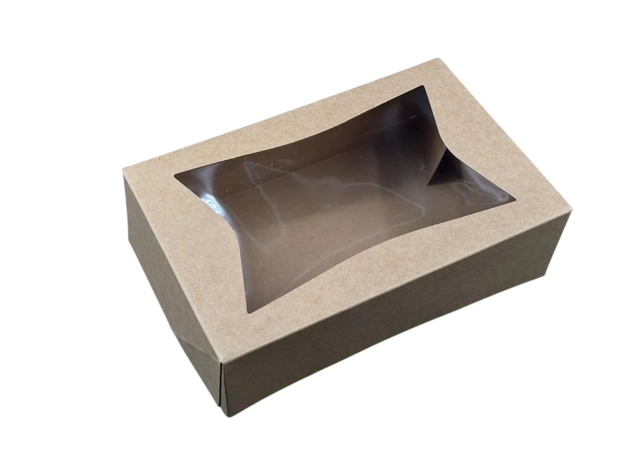 Коробка подарочная сборная с прозрачным окном картонная 22,5х14,5х7 см Крафт (OA-65) - фото 1 Коробка подарочная сборная с прозрачным окном картонная 22,5х14,5х7 см Крафт (OA-65) - фото 1