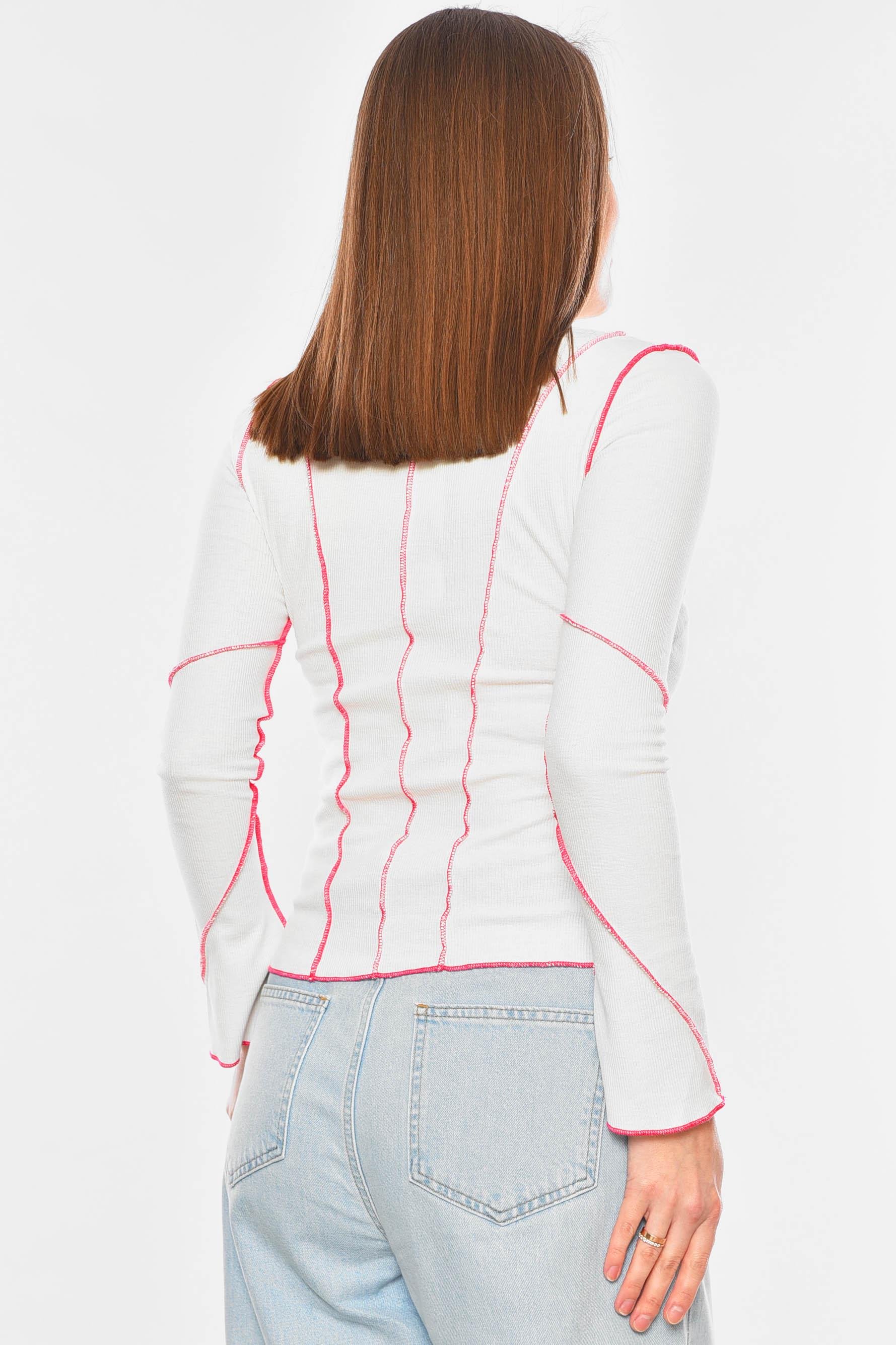 Кофта жіноча 201337 в рубчик S-M Білий (201337_!312594_42-44) - фото 3 Кофта жіноча 201337 в рубчик S-M Білий (201337_!312594_42-44) - фото 3