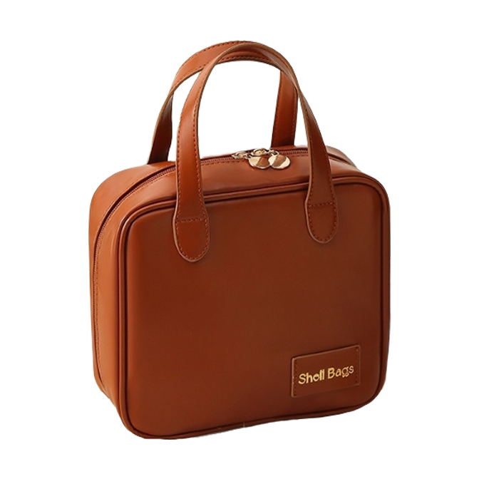 Косметичка дорожная органайзер из экокожи с ручками Коричневый (ОКД-133-22)