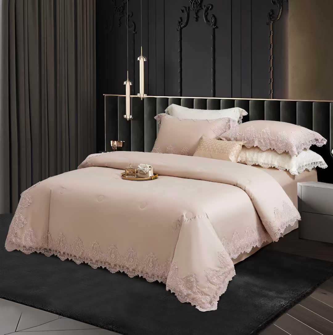 Комплект постільної білизни з ковдрою з мереживом євро (70131) - фото 1 Комплект постільної білизни з ковдрою з мереживом євро (70131) - фото 1