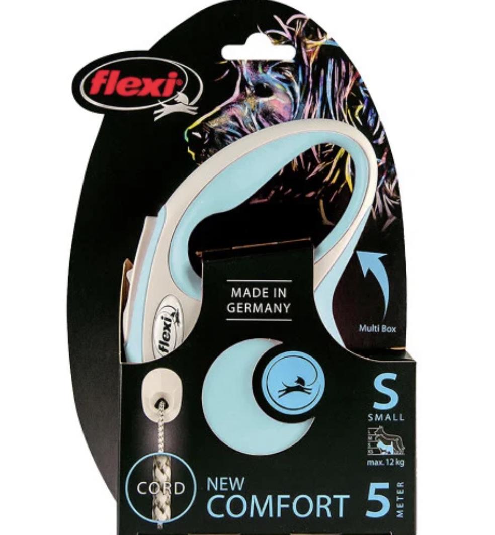 Рулетка-повідець Flexi Comfort S трос 5 м/12 кг Блакитний