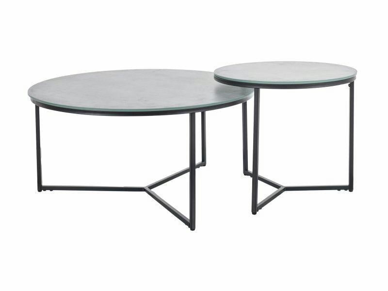 Журнальный столик Signal PALERMO II комплект 80/50 см Серый мрамор/Черный (PALERMOIISZC) - фото 1