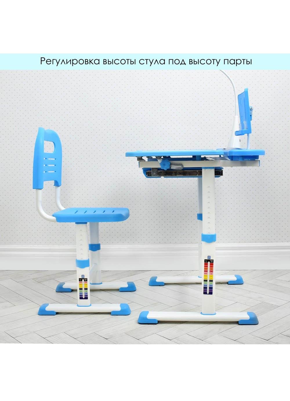 Парта Bambi M 4428-4 с регулируемой высотой встроенной лампой и подставкой для книг Бело-голубой - фото 8