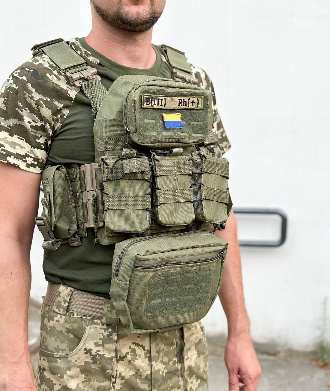 Плитоноска военная разгрузочная с быстрым сбросом/РПС/12 подсумков Оливковый (2235106691) - фото 5