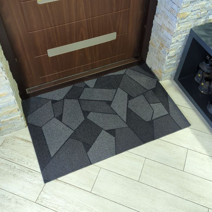 Грязезащитный коврик нескользящий для прихожей Мозаика резиновый 100х120 см Серый (T09)