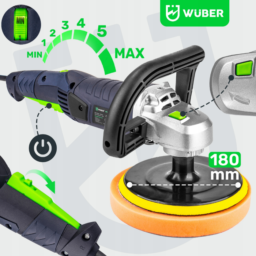 Полірувальна машинка Wuber 2400 Вт (W2100312) - фото 8 Полірувальна машинка Wuber 2400 Вт (W2100312) - фото 8