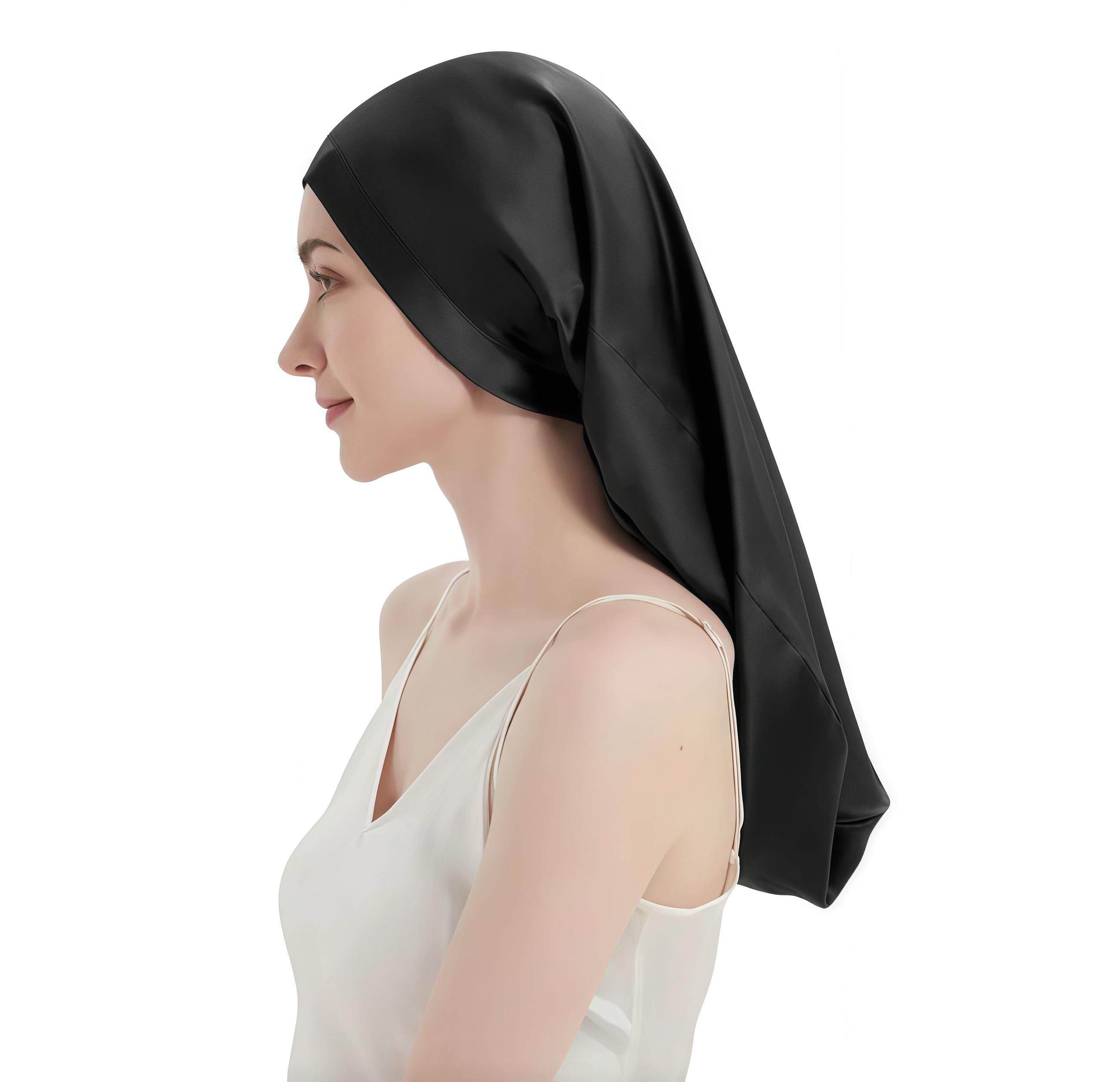 Шапочка ночная из шелка для защиты волос во время сна Черный (3643151)