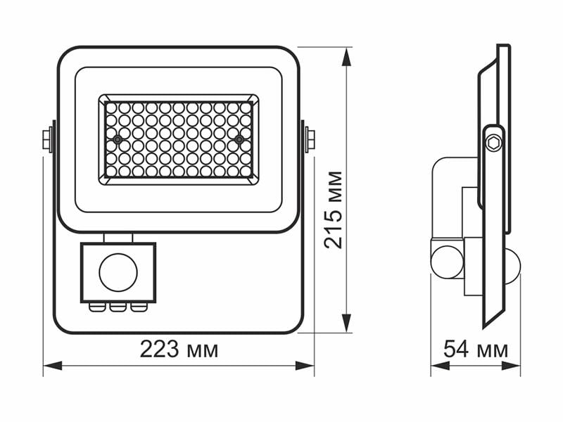 Прожектор светодиодный Videx F2e VL-F2e505W-S с датчиком движения и освещенности 50W 5000K 220 V IP65 (7348) - фото 6 Прожектор светодиодный Videx F2e VL-F2e505W-S с датчиком движения и освещенности 50W 5000K 220 V IP65 (7348) - фото 6