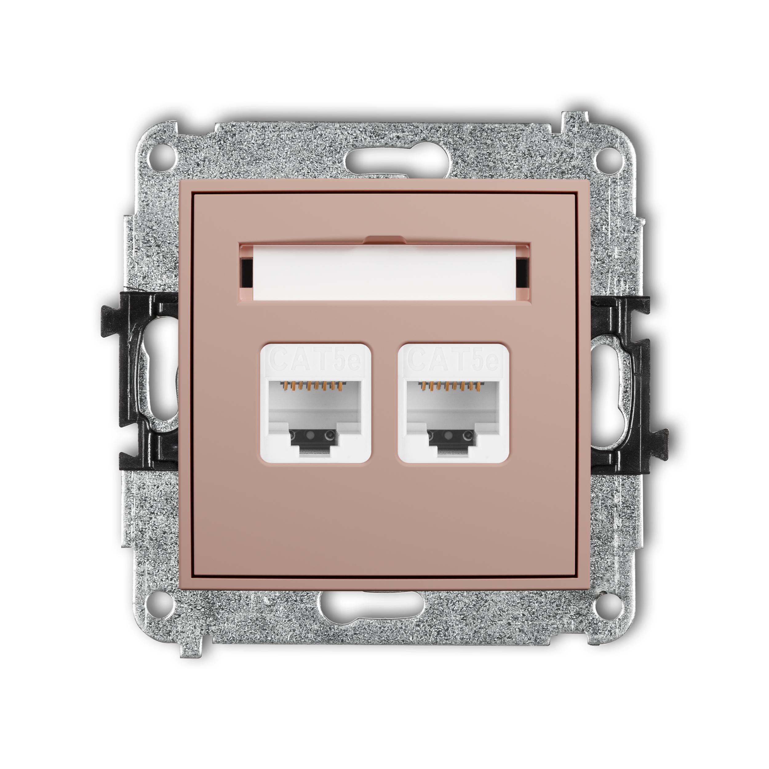 Розетка компьютерная Karlik Mini 2xRJ45 cat 5E Лососевая (62MGK-2)