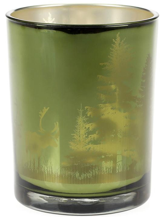 Подсвечник стеклянный Таинственный Лес 10х12,5 см Зеленый (BD-549-109)