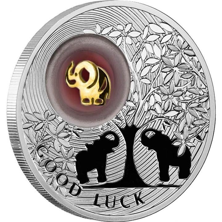 Серебряная монета GOOD LUCK На счастье - Слоник (12837068)