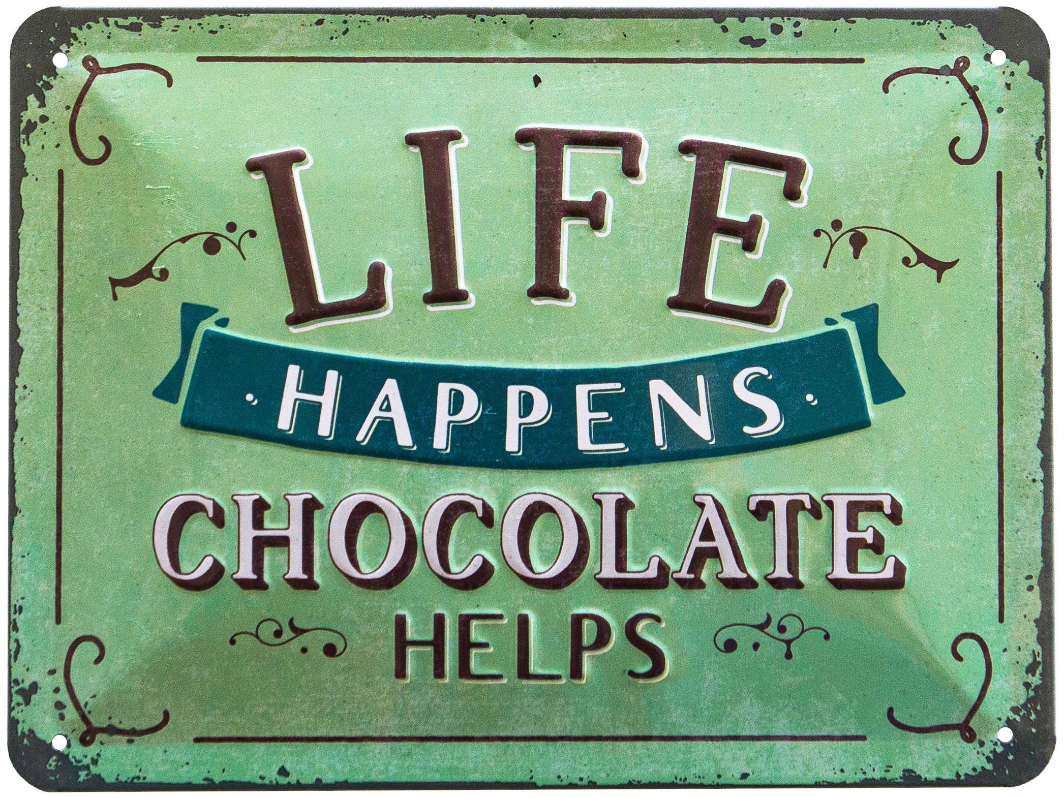 Табличка металева В Житті Буває, Шоколад Допомагає/Life Happens Chocolate Helps 15х20 см