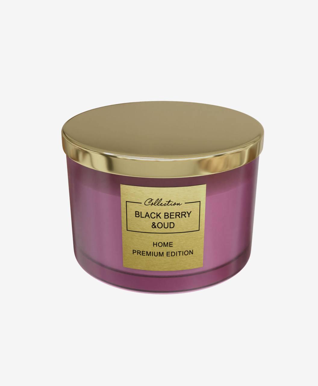 Арома свеча Aromatherapy HOME Pepco Premium Edition Black Berry & Oud с крышкой (29657503)