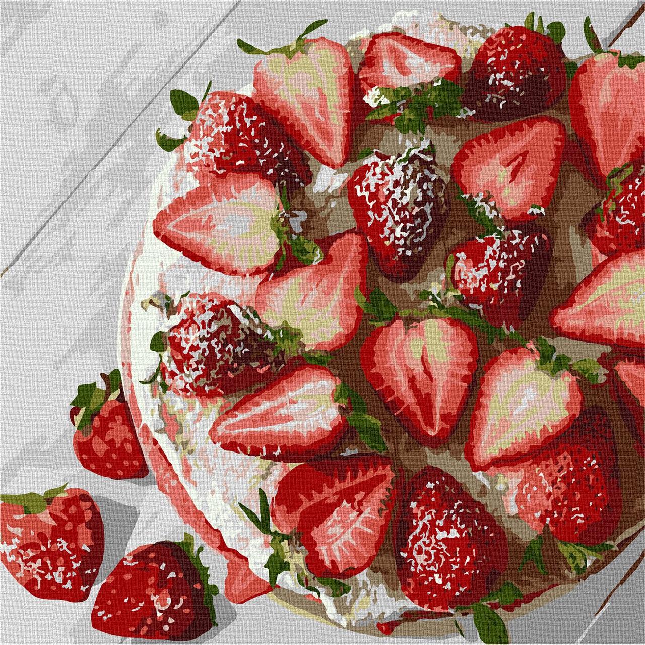 Картина по номерам Идейка Клубничное счастье 30х30 см (KHO5606)