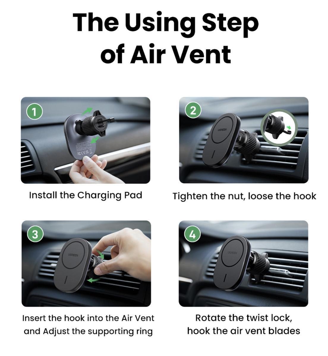 Держатель для телефона UGREEN W522 15W Black with MagSafe (2250884390) - фото 4