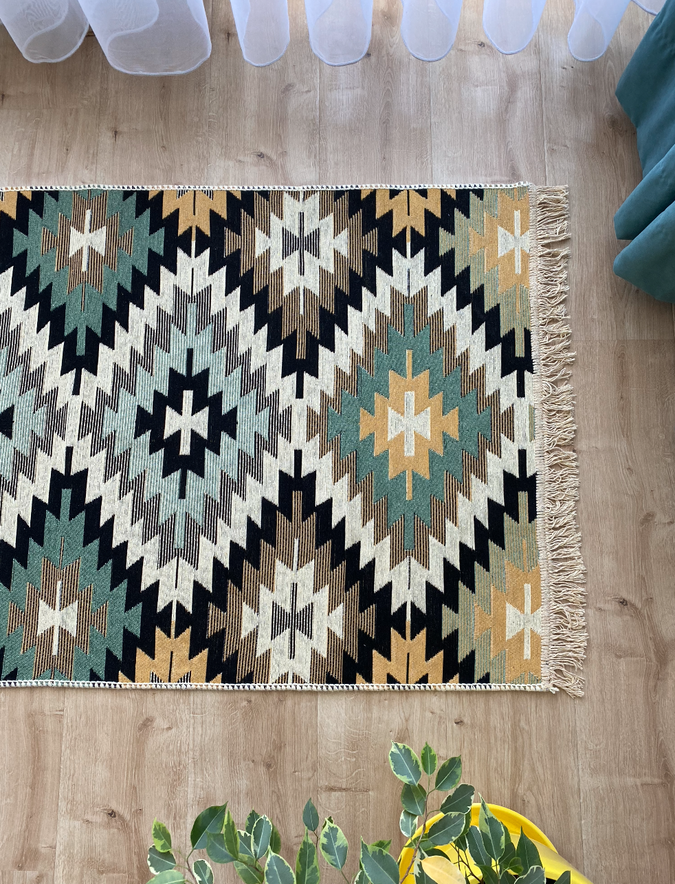 Коврик плетеный двухсторонний Shana Zummi 80x125 см Зеленый - фото 2 Коврик плетеный двухсторонний Shana Zummi 80x125 см Зеленый - фото 2