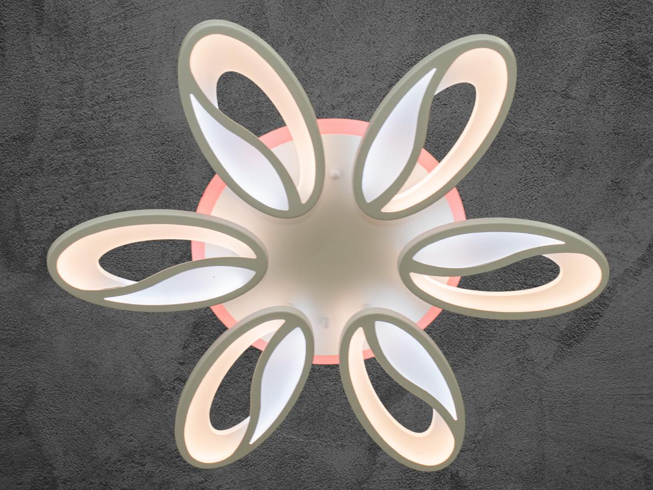 Люстра Led с подсветкой 8090-6WH-LS 105W на 15 м2 Белый (1790706590) - фото 3