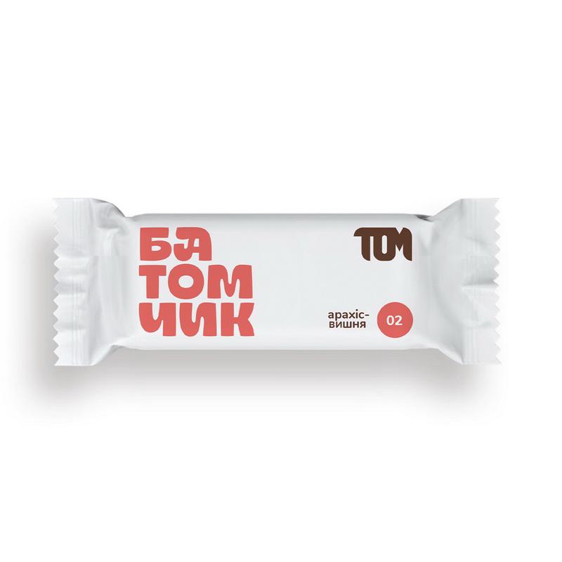 Протеиновый батончик 10 г білка TOM peanut butter 45 г Арахис/Вишня