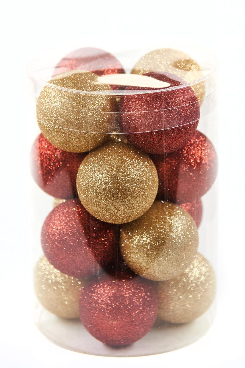 Елочные шары с глитером 60 мм 16 шт. Красный/Золотой (CNT00010019)