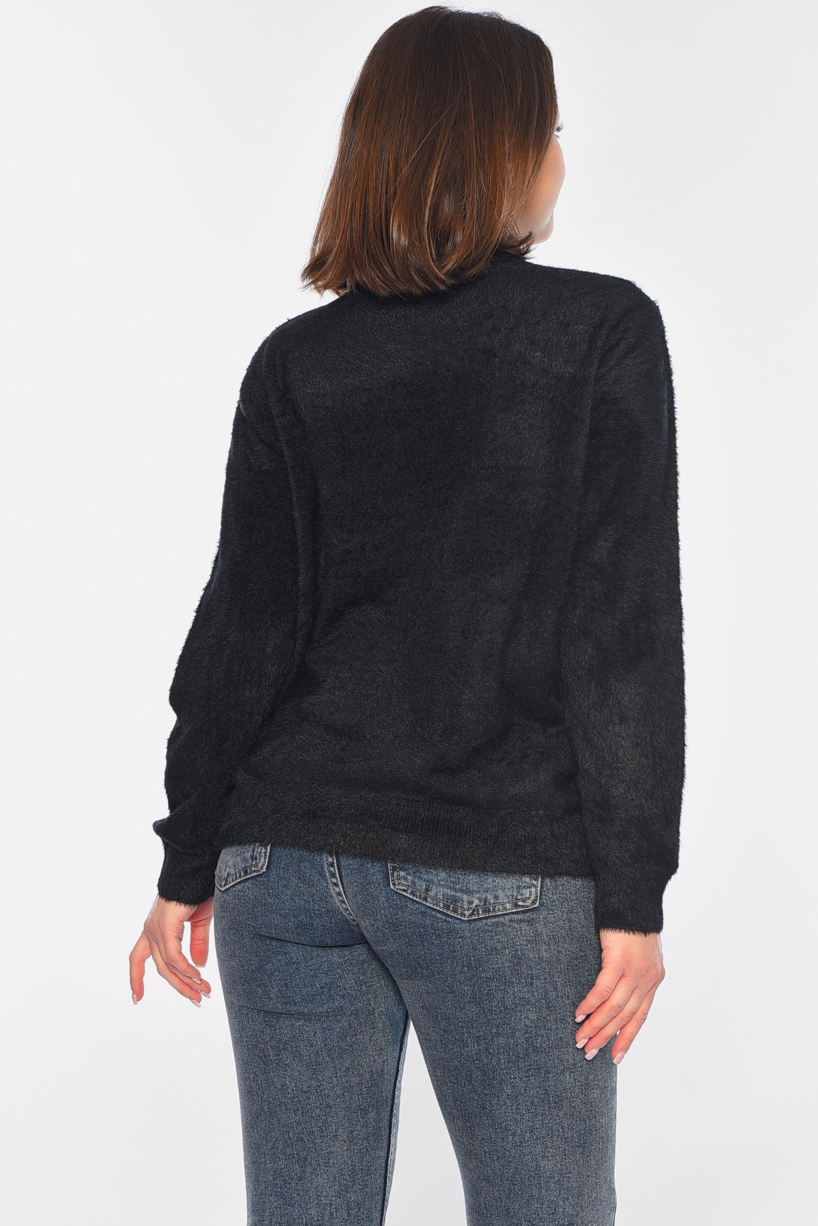 Свитер женский однотонный 3XL-4XL Черный (192343) - фото 3