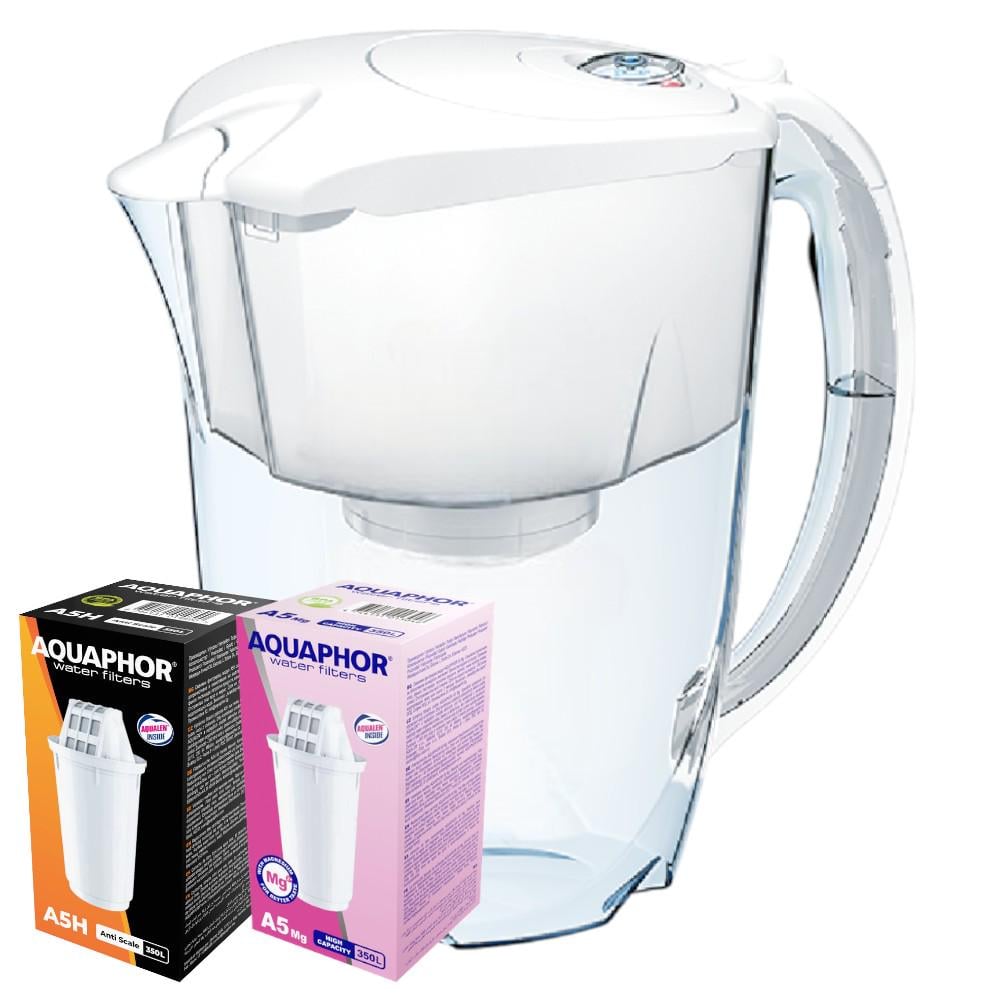Фильтр-кувшин Аквафор Арктик с двумя модулями: А5Mg, А5Н Белый