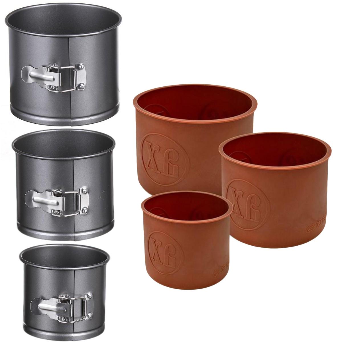 Набор металлических форм для выпечки кулича A-PLUS с силиконовыми формами 3 шт. Набор металлических форм для выпечки кулича A-PLUS с силиконовыми формами 3 шт.