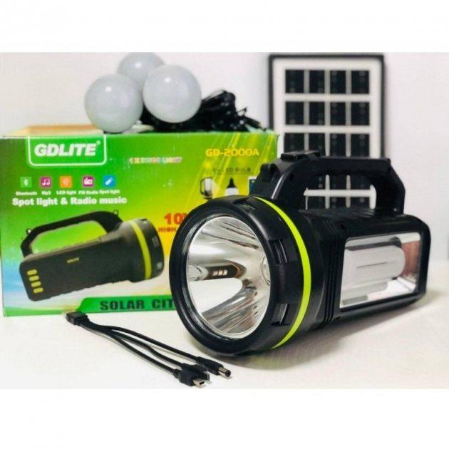 Солнечная панель и фонарь GDLITE GD-2000A и 3 лампы