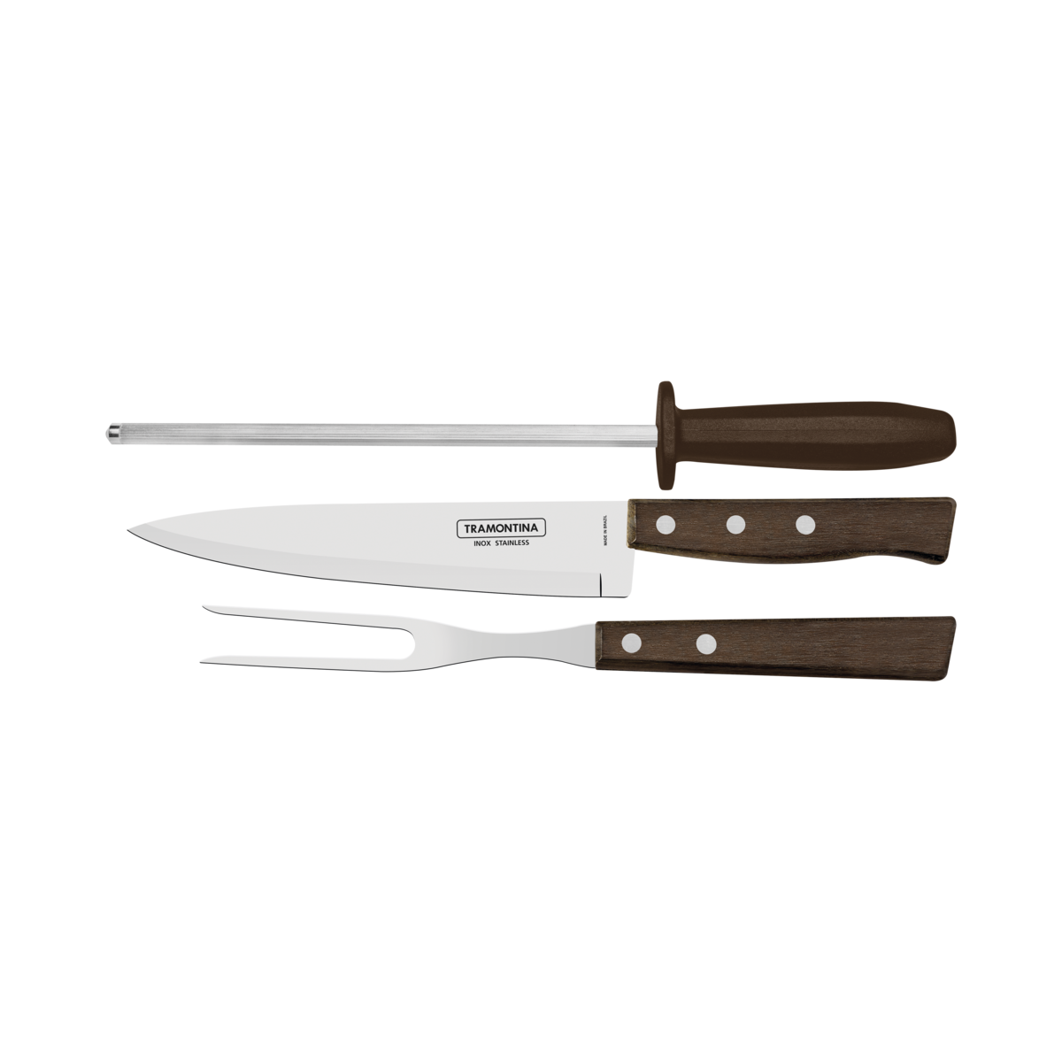Набор для барбекю Tramontina Churrasco вилка/кухонный нож 17,5 см из нержавеющей стали 3 пр. (1569432512)