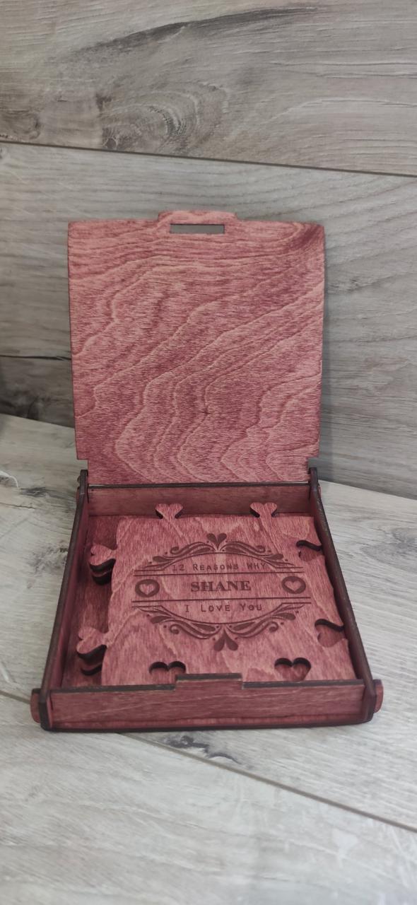Пазл деревянный 12 причин почему Я люблю тебя в деревянной коробочке (KG-4831)