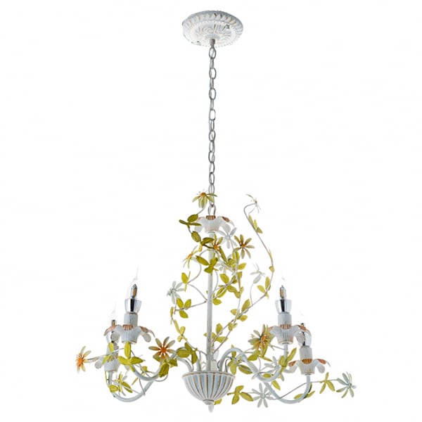 Люстра Flora винтажная на 5 ламп с желтыми цветами (SA018/5)