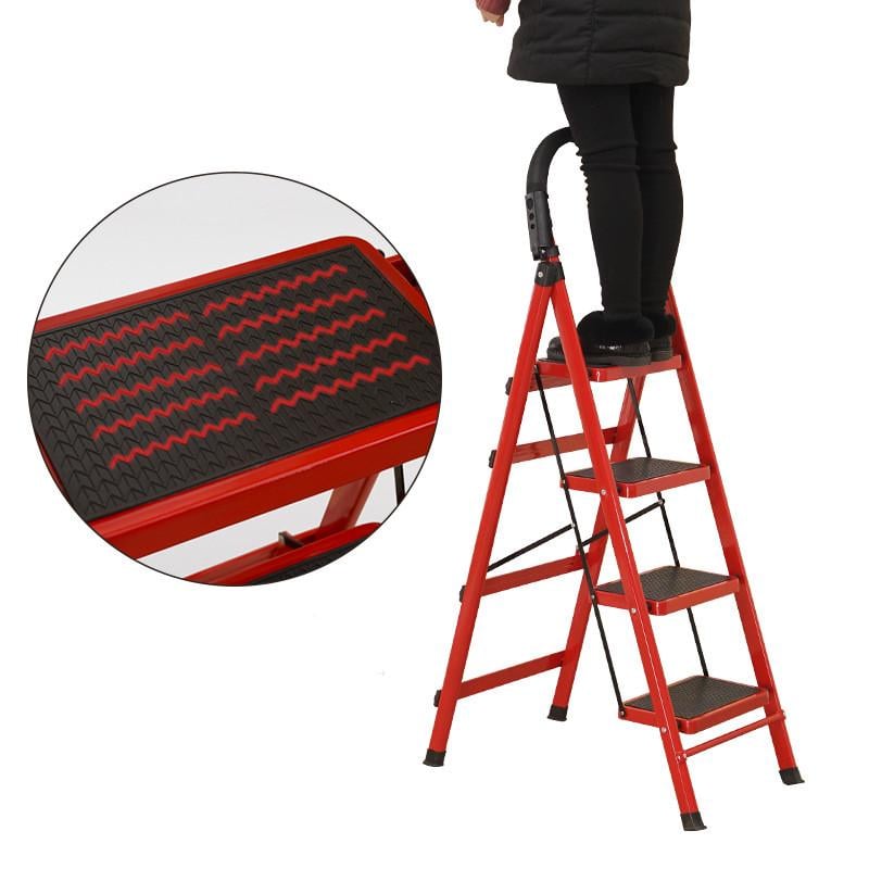 Лестница металлическая на 4 ступени с прорезиненными ковриками (LFS-4S-Red) - фото 3 Лестница металлическая на 4 ступени с прорезиненными ковриками (LFS-4S-Red) - фото 3