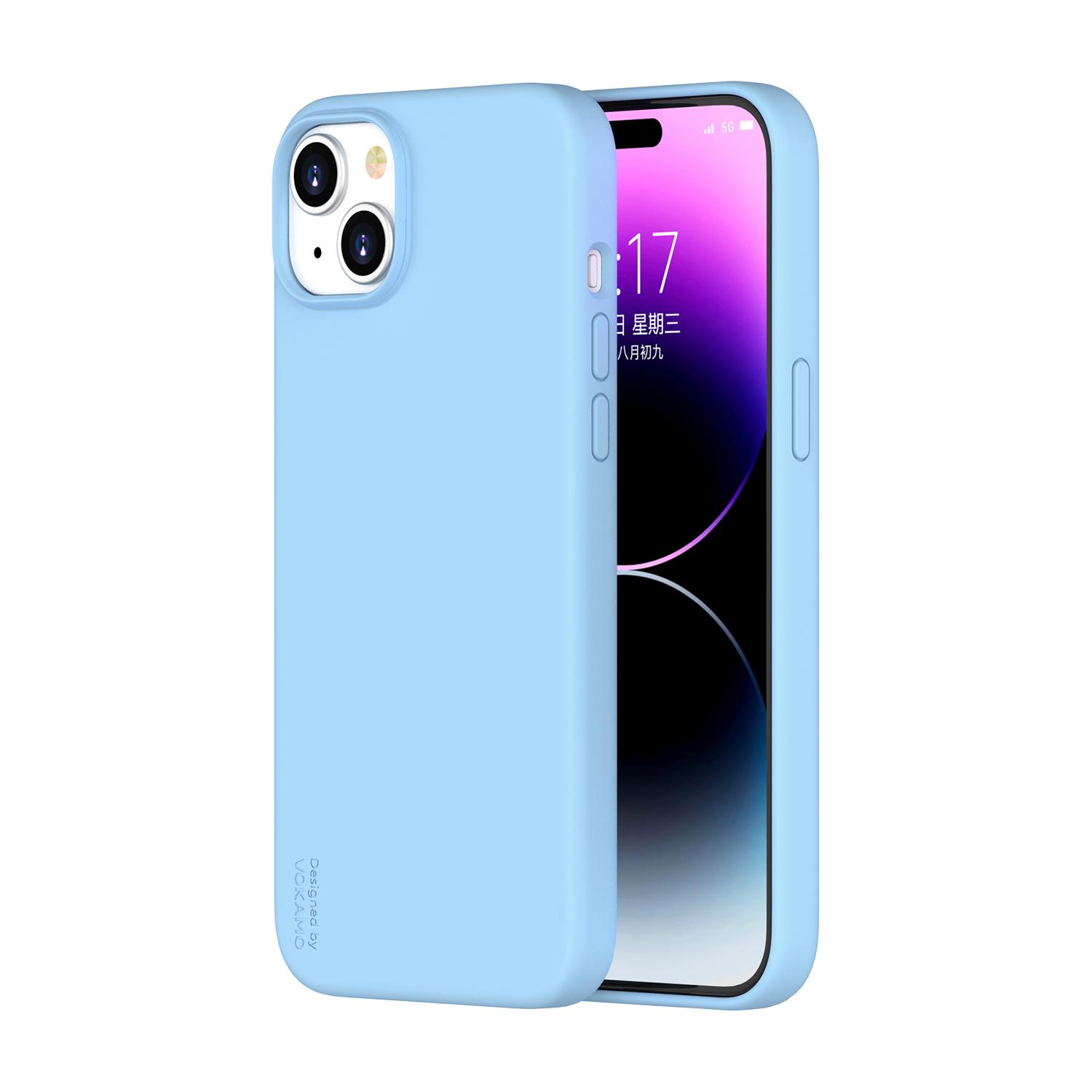 Рідкий силіконовий чохол для iPhone 15 Plus із магнітом VOKAMO Blue