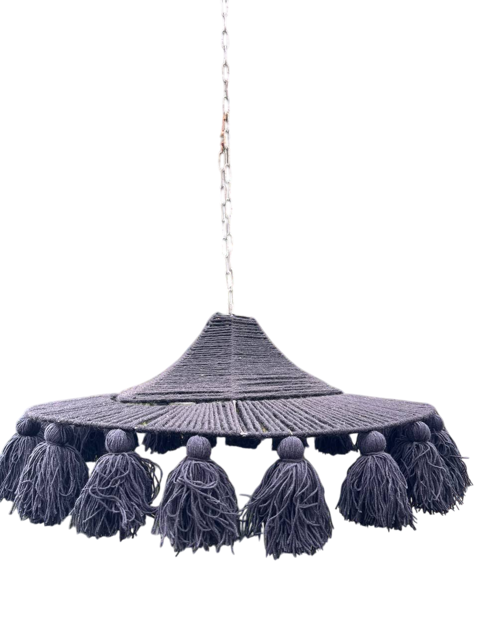 Люстра плетеная Сімейний Затишок из мешковины с бахромой Черный Люстра плетеная Сімейний Затишок из мешковины с бахромой Черный