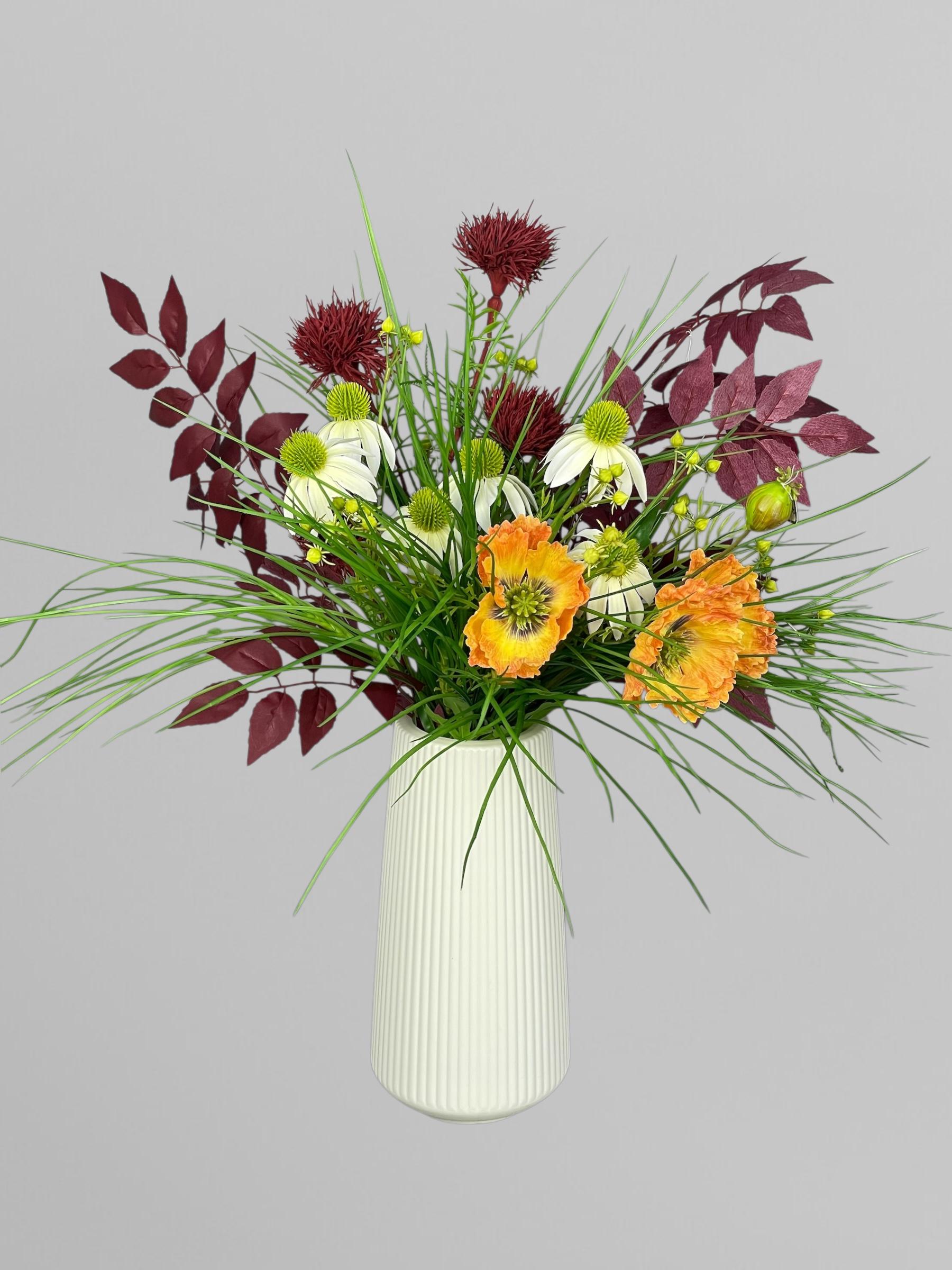 Букет из искусственных полевых цветов с маком/грубой и эхинацеей (А420)