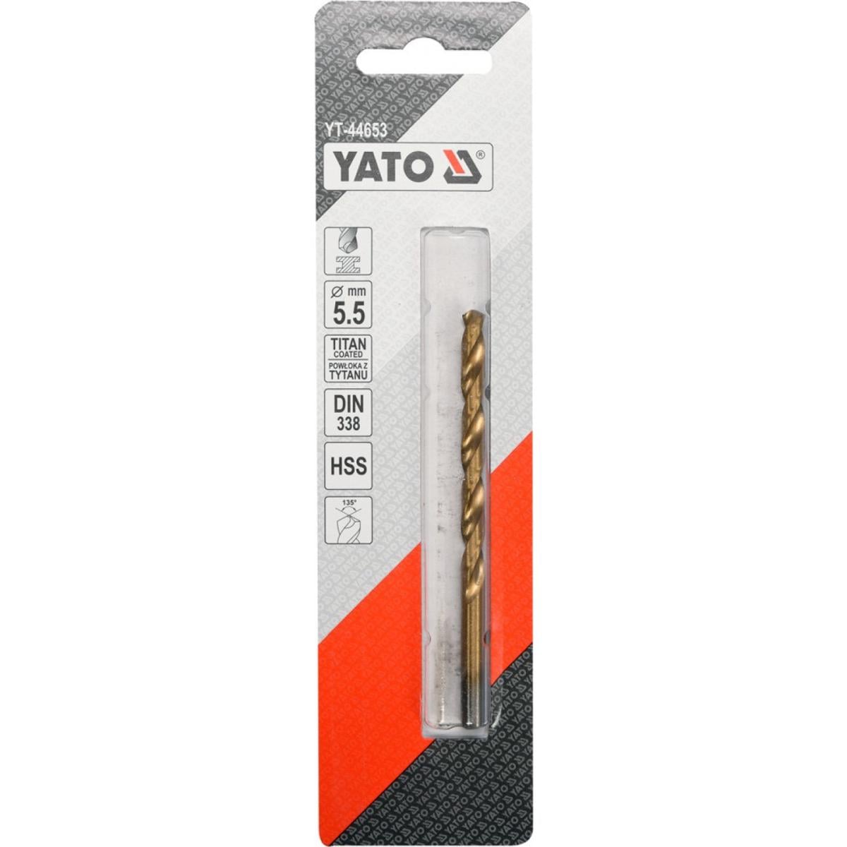 Сверло по металлу YATO HSS-TiN 5.5x93мм YT-44653 Сверло по металлу YATO HSS-TiN 5.5x93мм YT-44653