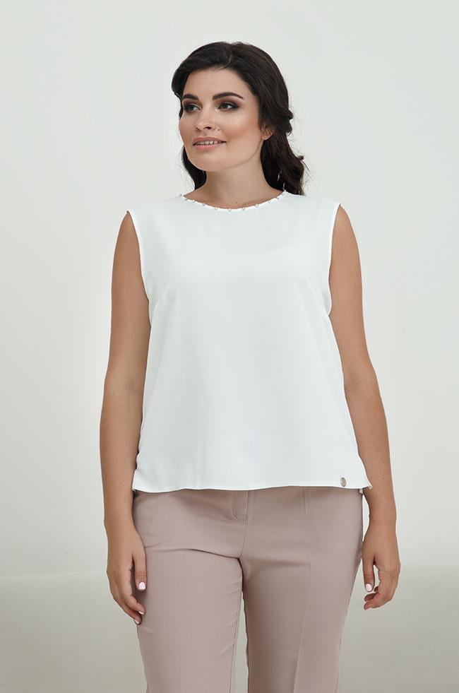 Майка женская Lipar 2139 Plus Size с декором р. 56 Белый (16966030)