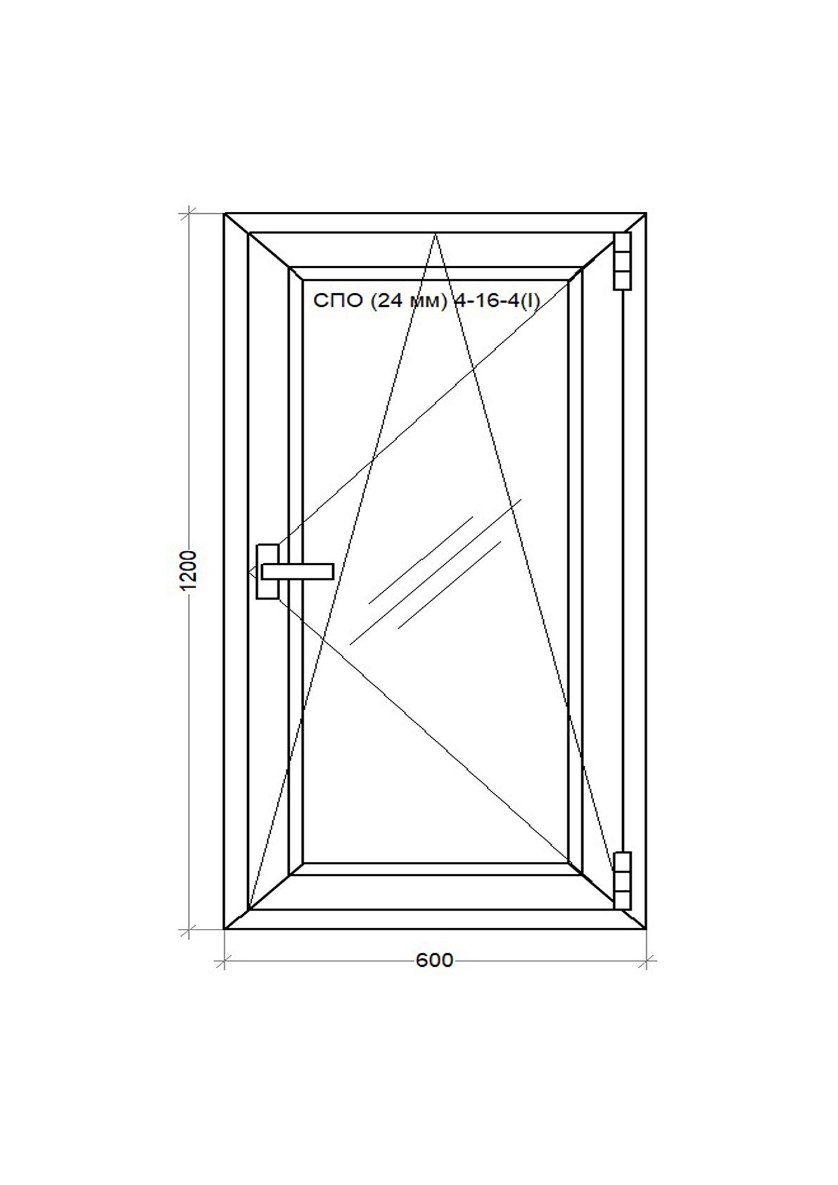 Окно металопластиковое поворотно-откидное WDS 5S 600x1200 мм (W.V.24.60.120) - фото 2