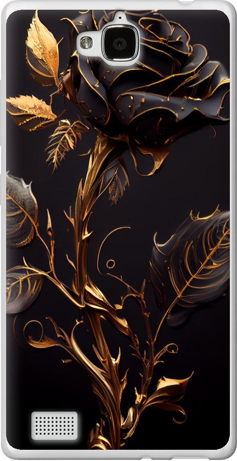 Чехол на Huawei Honor 3C Роза 3 (5552u-307-42517) Чехол на Huawei Honor 3C Роза 3 (5552u-307-42517)
