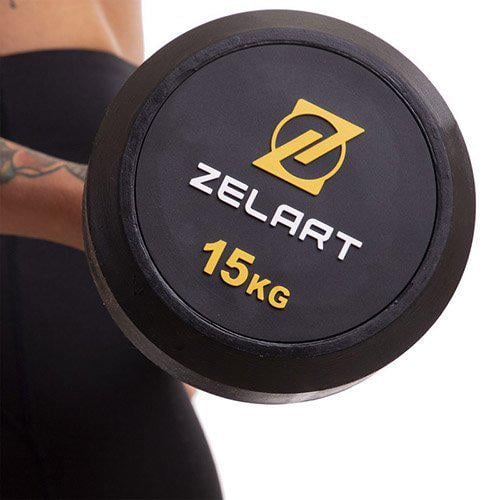 Штанга фиксированная прямая Rubber Coated Barbell Zelart TA-2685 15 кг Черный (58363066) - фото 6