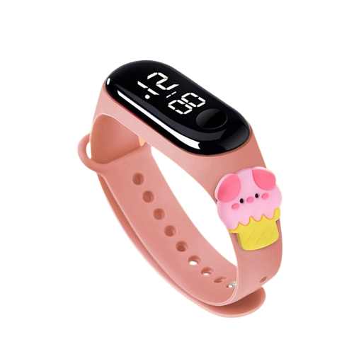 Часы электронные детские сенсорные с 3D браслетом Pippo Hello Kitty водонепроницаемые Персиковый (1000071)