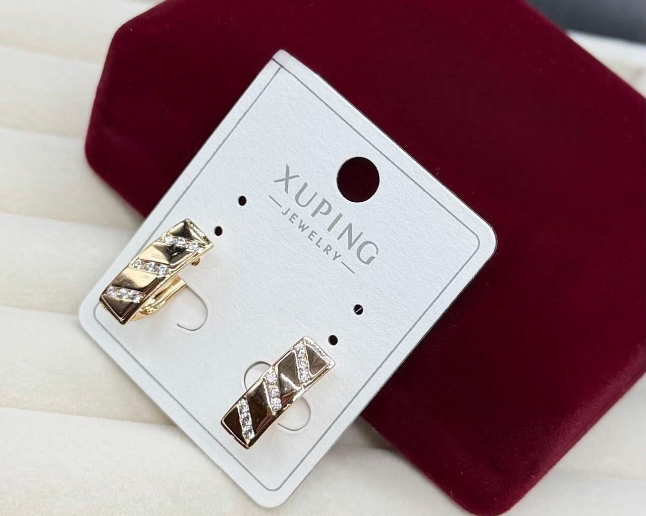 Серьги с камнями Xuping из медицинской стали гипоаллергенные овальные Золотой (2905995713)