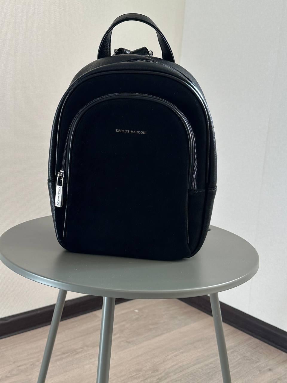 Рюкзак жіночий 306 натуральна замша та еко-шкіра Чорний