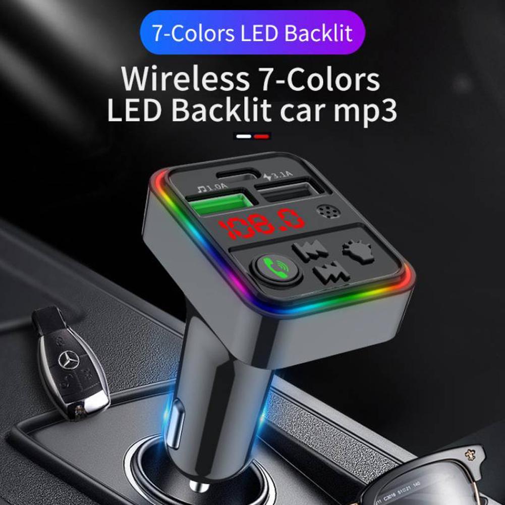 FM-трансмиттер CAR F18 RGB 12-24V Wireless car kit 2 USB (14422012) - фото 2