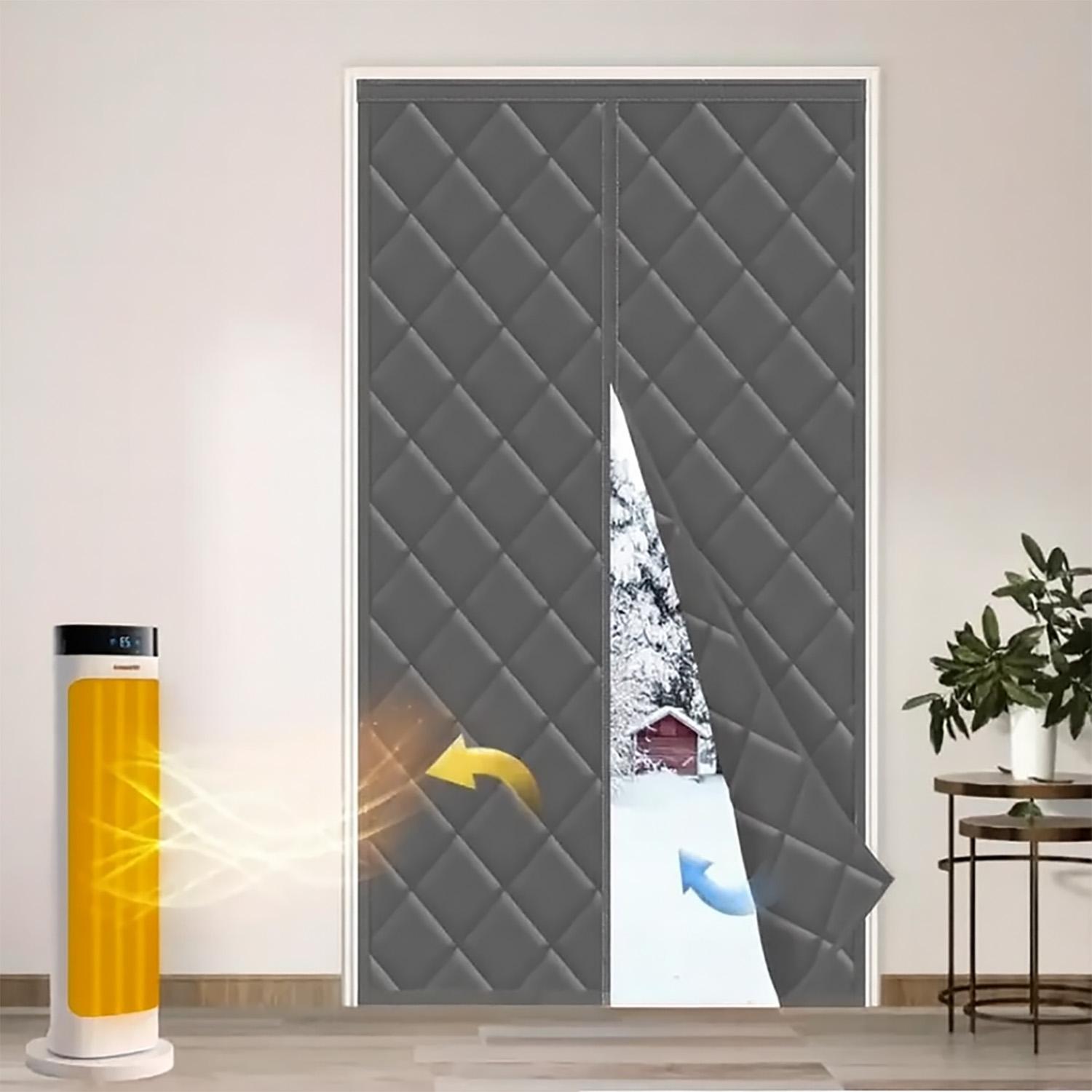 Штори теплоізоляційні для вхідних дверей на магнітах 90х210 см Сірий (29424083) - фото 3