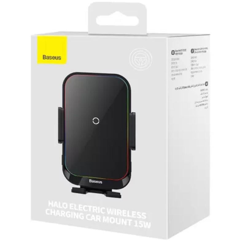 Автодержатель с беспроводной зарядкой BASEUS Wireless Charger Halo Electric 15W Black (000002908) - фото 5