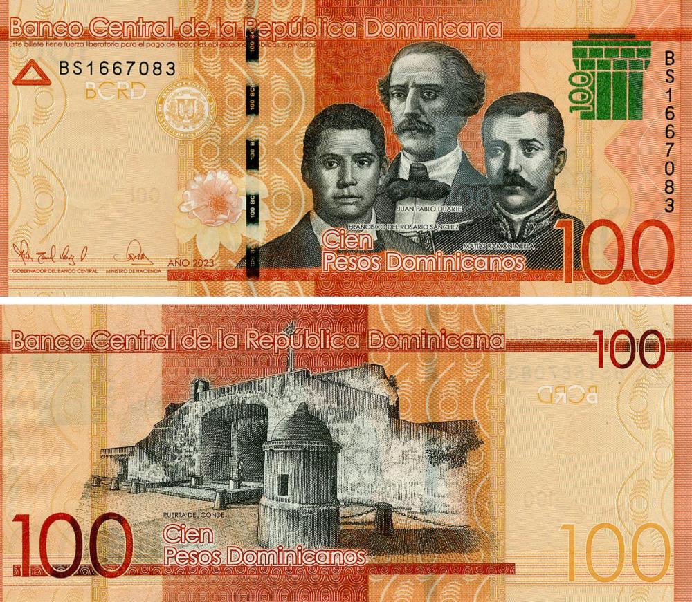 Коллекционная банкнота Доминикана 100 песо 2023 UNC (P190)