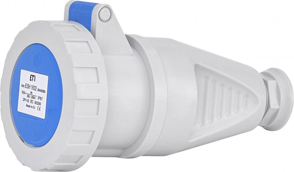 Силовая розетка ETI ESH-1632 2P+PE 16А 230 В переносная IP67 Синий (4482006)