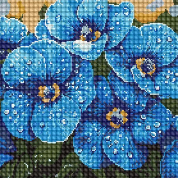 Алмазная мозаика Ideyka Фиалки в росе 40x40 см (Id-AMO8228)