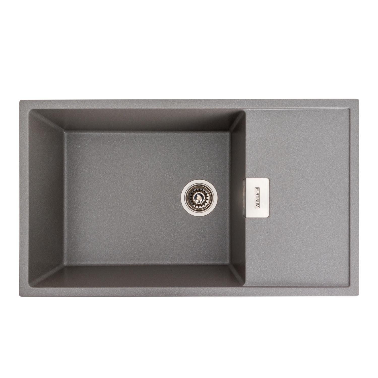 Мойка кухонная Platinum PLS-A39172 гранитная прямоугольная 860x500 мм Серый (25960345)
