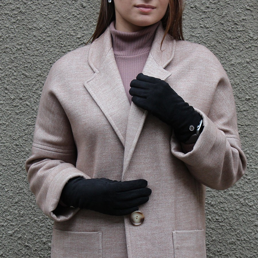 Рукавички жіночі зі штучної замші D1682-1T демісезонні 7"-7,5" Чорний (2817015137) - фото 2 Рукавички жіночі зі штучної замші D1682-1T демісезонні 7"-7,5" Чорний (2817015137) - фото 2